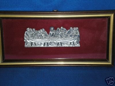 VINTAGE METALLO INCISO A MANO ITALY PEWTER LAST SUPPER