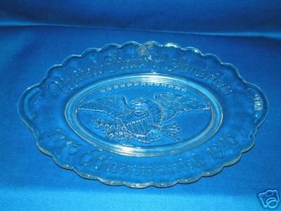GLASS USA BICENTENNIAL 1976 OVAL SERVING DISH