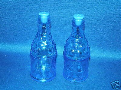 OLD BLUE GLASS BOTTLES SALT AND PEPPER SHAKERS SETS