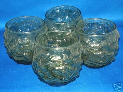 GLASSWARE AS SHOWN~SET OF 4 BUMPY TUMBLERS GLASSES