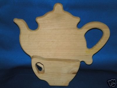 WOODEN TEAPOT TEACUP NAPKIN HOLDER AS SHOWN