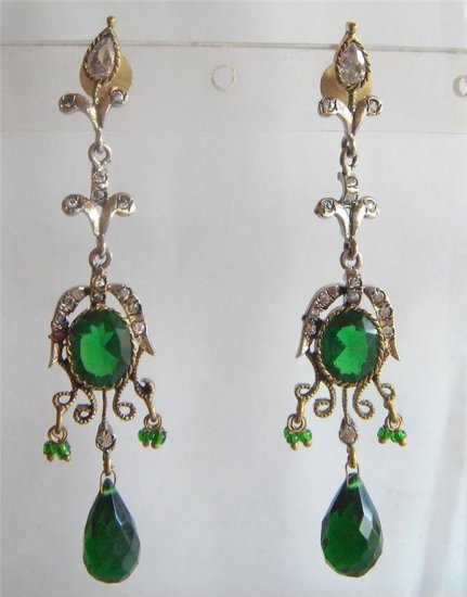 natural ruby emerald gemstone handmade dangler earing jewelery