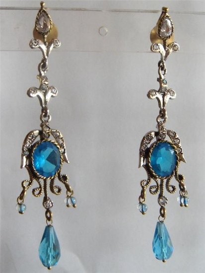 natural ruby emerald antique style cz dangler earing jewelery