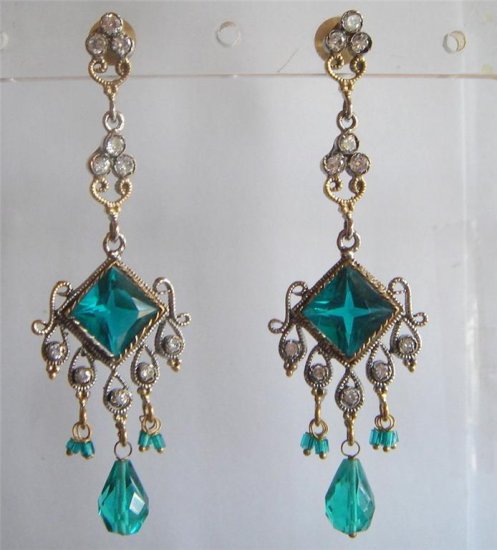 natural ruby emerald antique style cz dangler earing jewelery