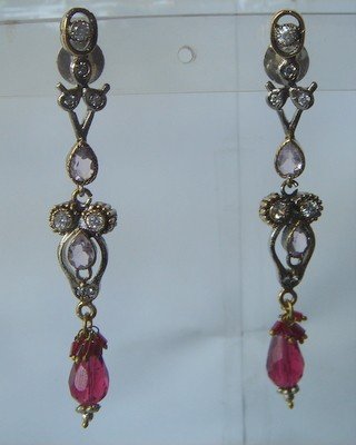 red matching antique style cz dangler earing jewelery