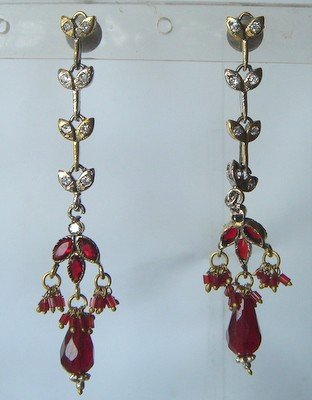 natural emerald antique style cz dangler earing jewelery