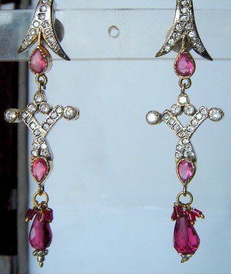 natural ruby antique style cz dangler earing jewelery