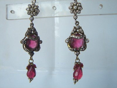 red matching antique style cz dangler earing jewelery