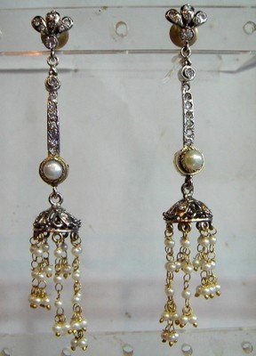 black matching antique style cz dangler earing jewelery