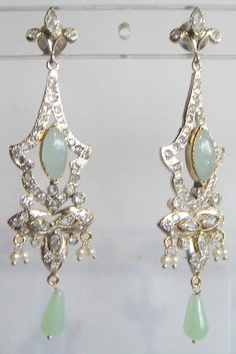 black matching antique style cz dangler earing jewelery