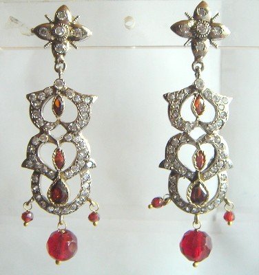 pink matching antique style cz dangler earing jewelery
