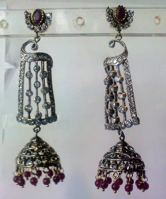 natural ruby emerald antique style cz dangler earing jewelery