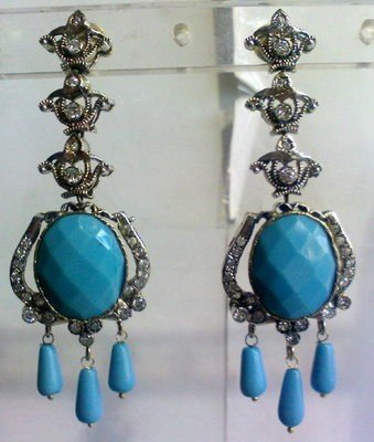 orange matching antique style cz dangler earing jewelery