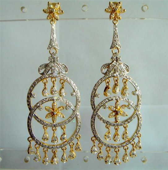 blue matching antique style cz dangler earing jewelery