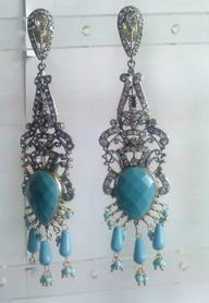 pastel green matching antique style cz dangler earing jewelery