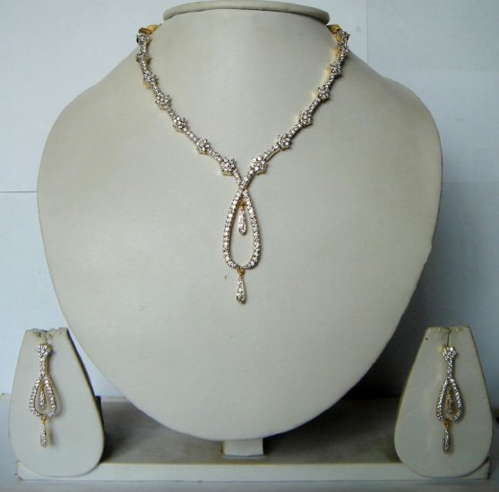indian designer handmade twotone cz dangler earing