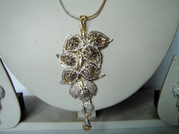 indian designer handmade twotone cz dangler earing