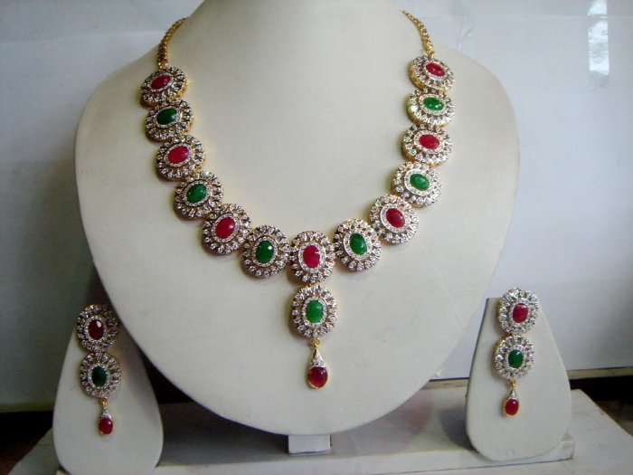 red matching antique style cz dangler earing jewelery