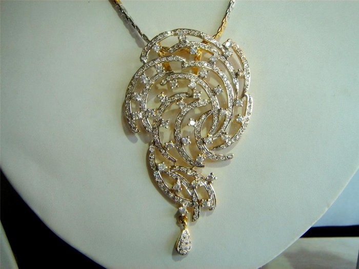 handmade fine cz necklace earing jewelery twotone platd