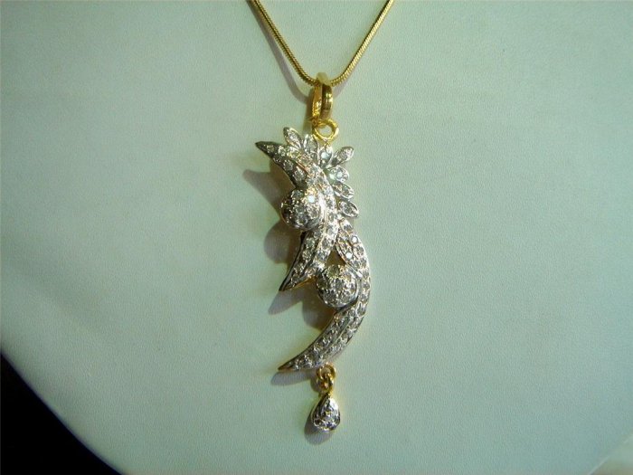 blue antique style oxydise twotone necklace earing
