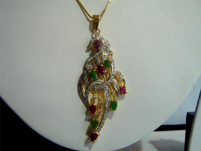 fine cz India Handmade twotone necklace earing jewelery