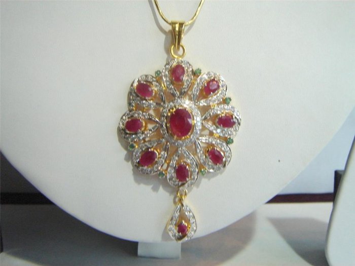fine cz India Handmade twotone necklace earing jewelery