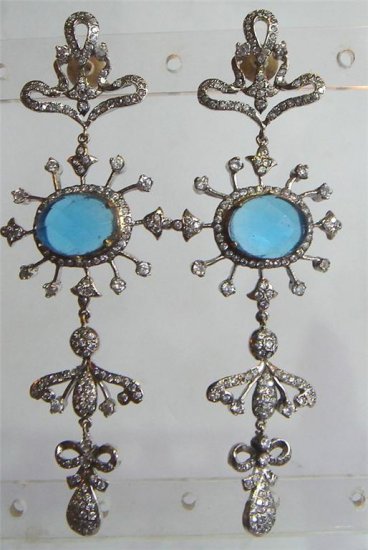indian designer handmade twotone cz pendant earing jewelery set