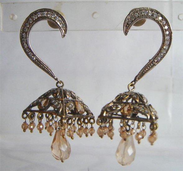 indian designer handmade twotone cz pendant earing jewelery set