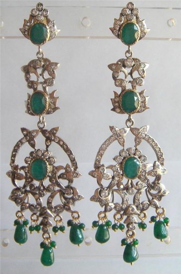fine cz India Handmade twotone necklace earing jewelery