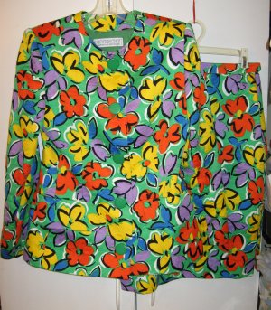 Vintage Givenchy floral skirt suit