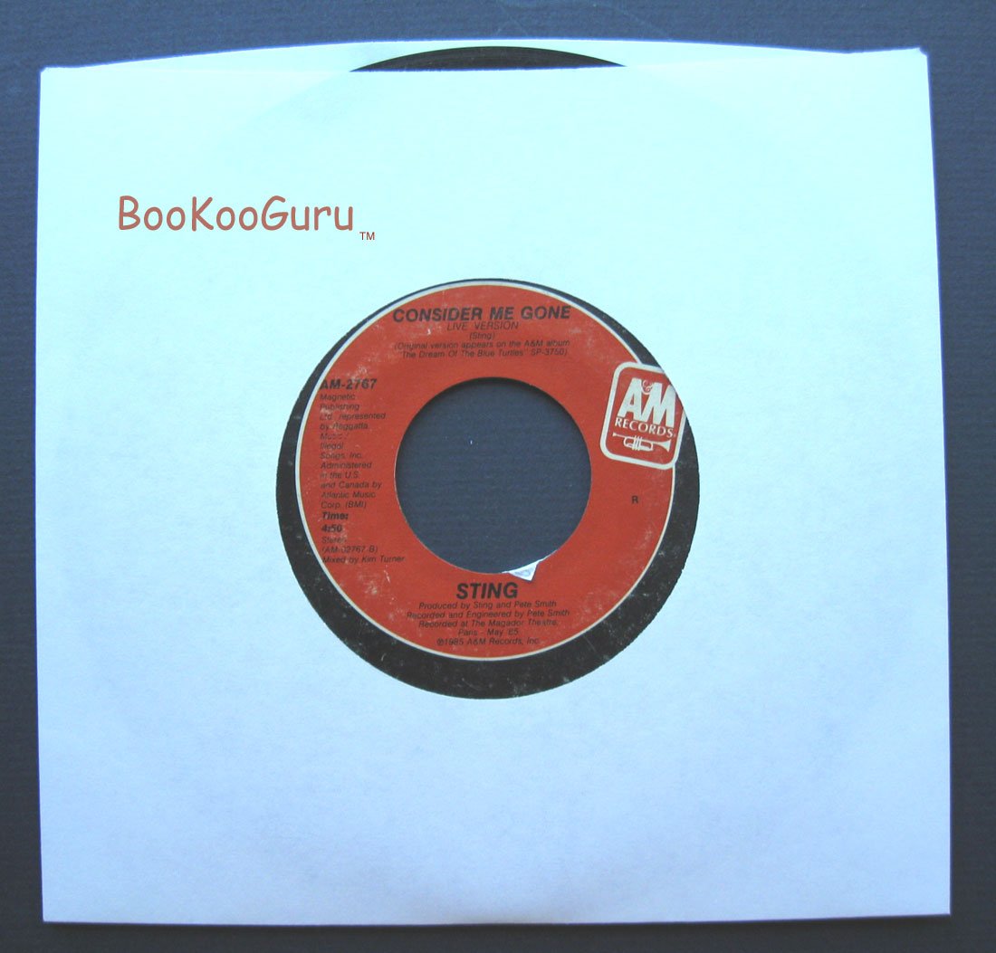 Sting,A&M 45 RPM, Fortress Around Your Heart,Consider Me Gone,45 Record