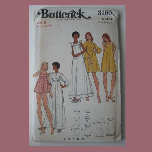 Butterick Vintage Sewing Pattern, #3160, Size 8, Misses Gown and Robe