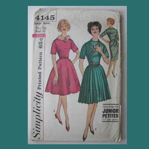 Simplicity Vintage Sewing Pattern, #4145, Size 7jp, J-P's One-piece Dress,3 Skirt versions