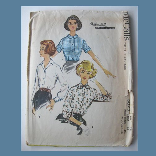 McCall's Vintage Sewing Pattern, #5079, Size 10, Misses' Blouse