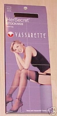 VASSARETTE HER SECRET BLACK STOCKINGS IN SEAL FACTORY PACKAGE