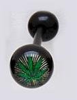 14 GAUGE GREEN POT LEAF BLACK & WHITE FLEXI TONGUE RING BARBELL BODY