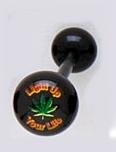 14 GAUGE LIGHT UP YOUR LIFE POT BLACK FLEXI TONGUE RING BARBELL BODY