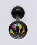 14 GAUGE RAINBOW BACKGROUND GEEN POT LEAF BLACK FLEXI TONGUE RING BARBELL BODY