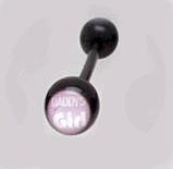 14 GAUGE BAD WORD LOGO " DADDYS GIRL " BLACK FLEXI TONGUE RING BARBELL BODY JEWELRY