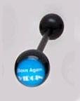 14 GAUGE BAD WORD LOGO " BORN AGAIN VIRGIN " BLACK FLEXI TONGUE RING BARBELL BODY JEWELRY