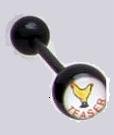 14 GAUGE BAD WORD LOGO " COCK TEASER " BLACK FLEXI TONGUE RING BARBELL BODY JEWELRY