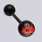 14 GAUGE BAD WORD LOGO " GET-R-DONE " BLACK FLEXI TONGUE RING BARBELL BODY JEWELRY