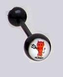 14 GAUGE LOGO HORNY DEVIL BALCK FLEXI TONGUE RING BARBELL BODY JEWELRY