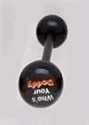 14 GAUGE LOGO BAD WORD " WHO'S YOUR DADDY " BLACK FLEXI TONGUE RING BARBELL BODY JEWELRY
