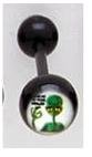 14 GAUGE BAD WORD LOGO " TAKE ME TO YOUR DEALER ET " BLACK FLEXI TONGUE RING BARBELL BODY JEWELRY