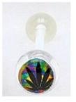 14 GAUGE RAINBOW BACK GROUND GREEN POT LEAF CLEAR FLEXI TONGUE RING BARBELL BODY JEWELRY