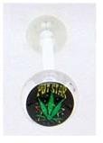 14 GAUGE " POT STAR "GREEN POT LEAF CLEAR FLEXI TONGUE RING BARBELL BODY JEWELRY