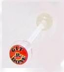 14 GAUGE LOGO " GET-R-DONE " CLEAR FLEXI TONGUE RING BARBELL BODY JEWELRY