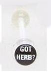 14 GAUGE LOGO " GOT HERB? " BAD WORD CLEAR FLEXI TONGUE RING BARBELL BODY JEWELRY
