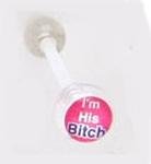 14 GAUGE LOGO BAD WORD " I'M HIS BITCH " CLEAR FLEXI TONGUE RING BARBELL BODY JEWELRY
